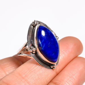 Genuine Lapis Lazuli Ring, 925 Sterling Silver Ring, Woman Ring, Gift For Her, Handmade Silver Jewelry, Lapis Lazuli Jewelry, Christmas Gift