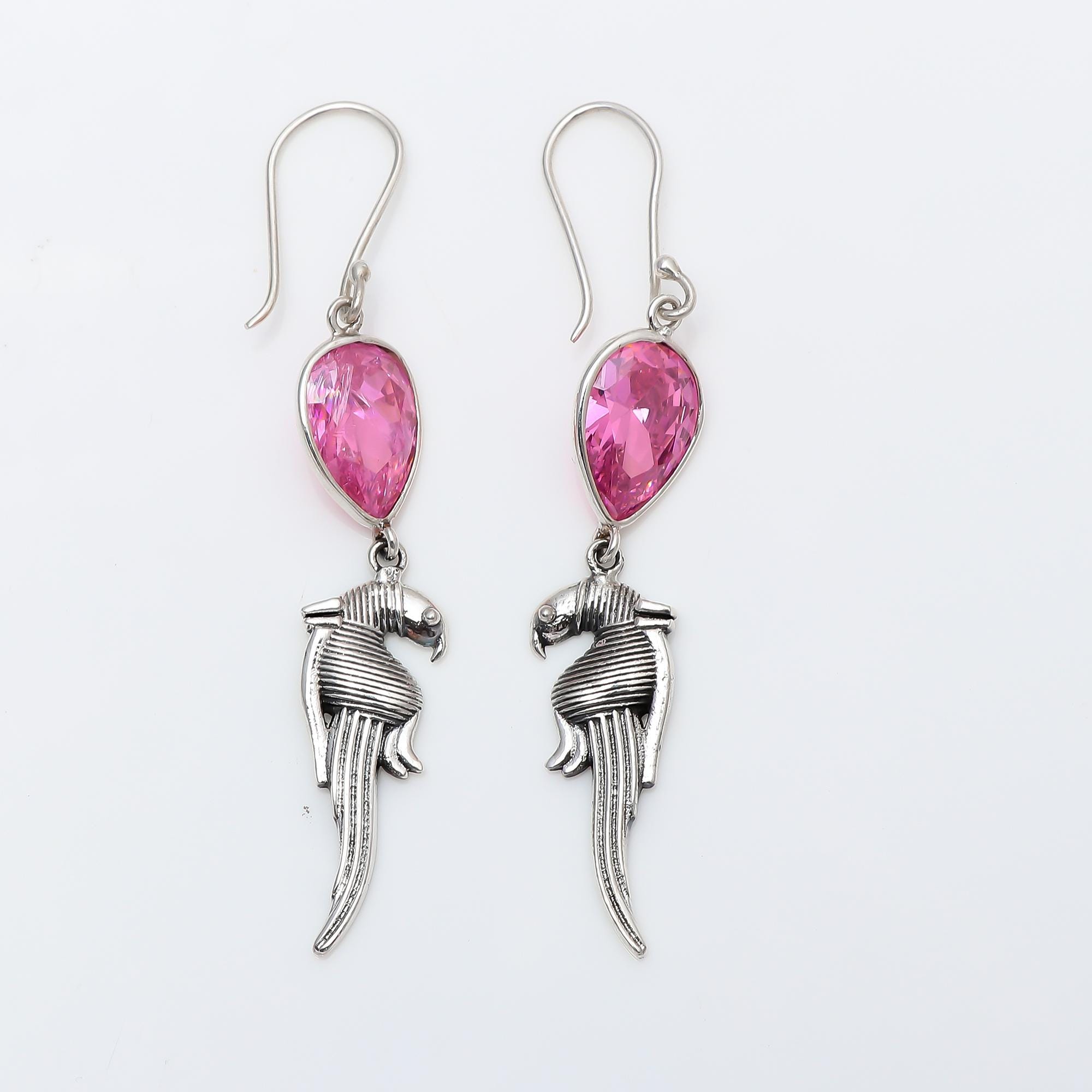 Boucle D'oreille Pendante Faite Main En Argent 925 Avec Kunzite Rose - Bijou Artisanal, Inde