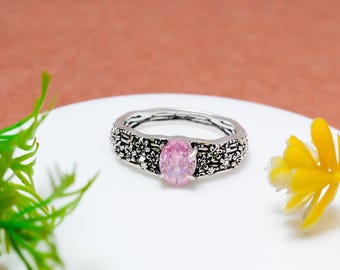 925 Sterling Silver Handmade Oval Kunzite Ring: Statement Jewelry