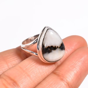 White Buffalo Turquoise Ring: Pear-Shaped Sterling Silver Statement Ring