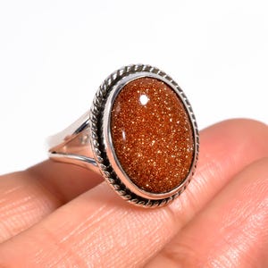 Red Sunstone Ring: Handmade 925 Sterling Silver Boho Ring