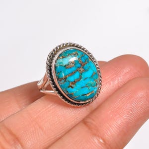 Natürlicher hübscher Türkis Ring - Blauer Türkis Ring -Zierlicher Türkis Ring -Leichter Ring Sammlung - Sterling Silber Ring für Sie
