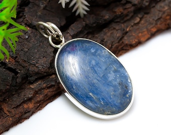 925  Sterling Silver  Blue Kyanite Pendant Necklace - Handmade jewelry
