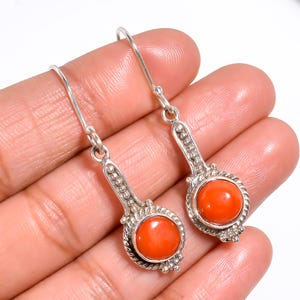 Carnelian Earring, 925 Sterling Silver Earring, Gemstone Earring, Drop Dangle Earring, Women Earring, Red Stone Earring, Gift For Her