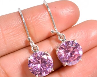 925 Sterling Silver Handmade Kunzite Earrings: Pink Gemstone Jewelry