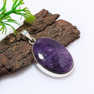 Handmade 925 Sterling Silver Purple Charoite Gemstone Pendant