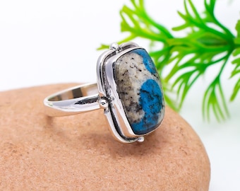 Handmade K2 Jasper Ring: Cushion Cut 925 Sterling Silver Statement Ring
