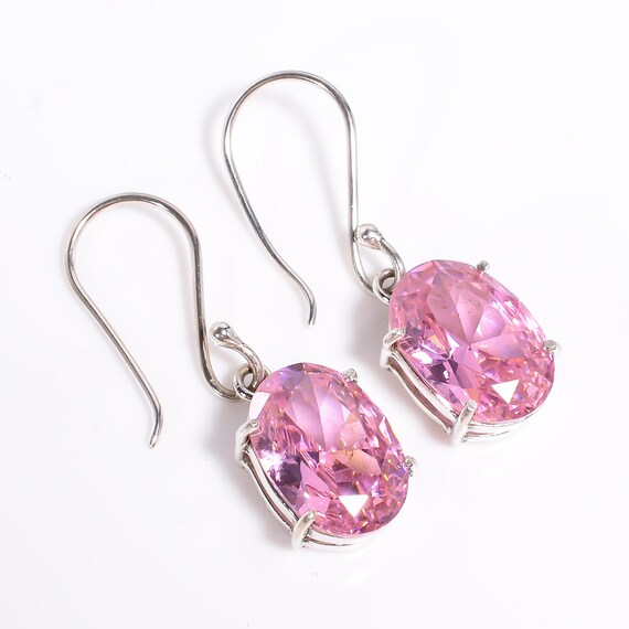 Boucles D'oreilles Pendantes Métal Argenté Avec Pierre Rose Et Nacre - Sans Marque, Neuves Sans Emballage