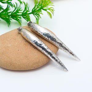 Vintage Gehämmerte Tropfen Ohrringe: 925 Sterling Silber