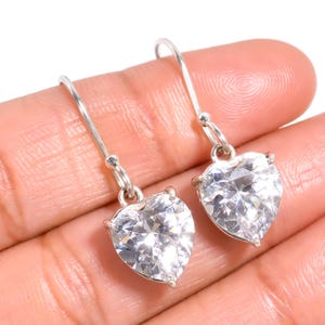 White Topaz Earring, White Stone Earring, Topaz Gemstone, Sterling Silver Earrings, Boho Earring Set, Handmade Jewelry Gift