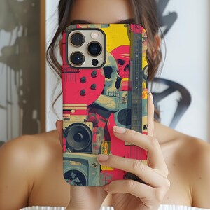 Grunge Rock Phone Case | Punk Skull iPhone Cover | Guitar Collage Samsung Case | Distressed Art Gift | Rock Music Aesthetic