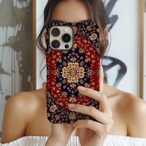 Persian Rug Phone Case | Ornate Vintage Tough Cover | Case for iPhone 16 Pro Max, 15, 14, 13, 12, 11, X, 8, 7 and Samsung Galaxy