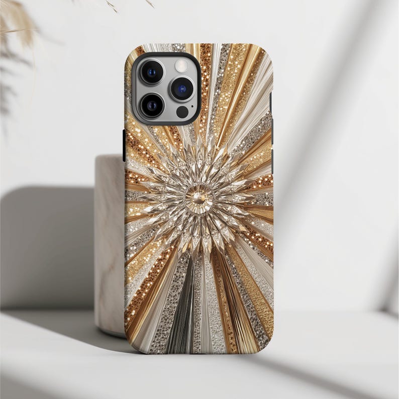 Glam Gold Sunburst Phone Case: Sparkle Crystal Design image 2