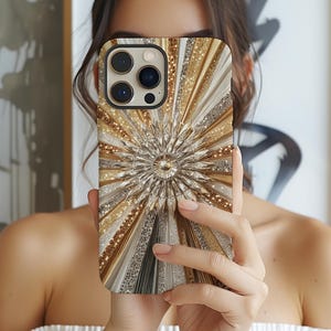 Glam Gold Sunburst Phone Case: Sparkle Crystal Design