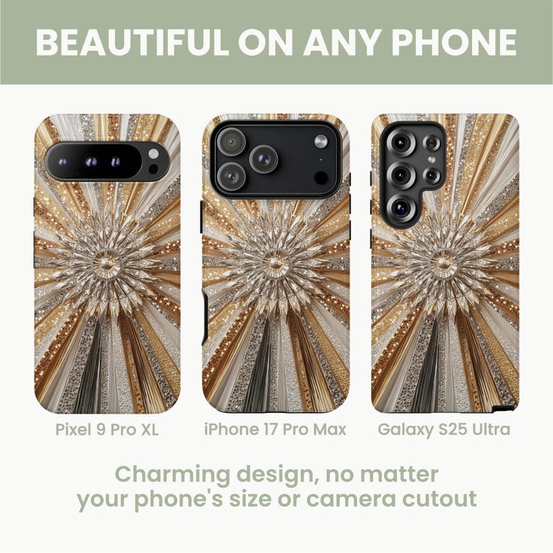 Glam Gold Sunburst Phone Case: Sparkle Crystal Design image 5