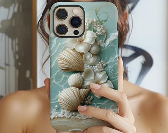 Seashell & Pearl Ocean Phone Case: Coastal Elegance Design for iPhone, Samsung Galaxy, and Google Pixel