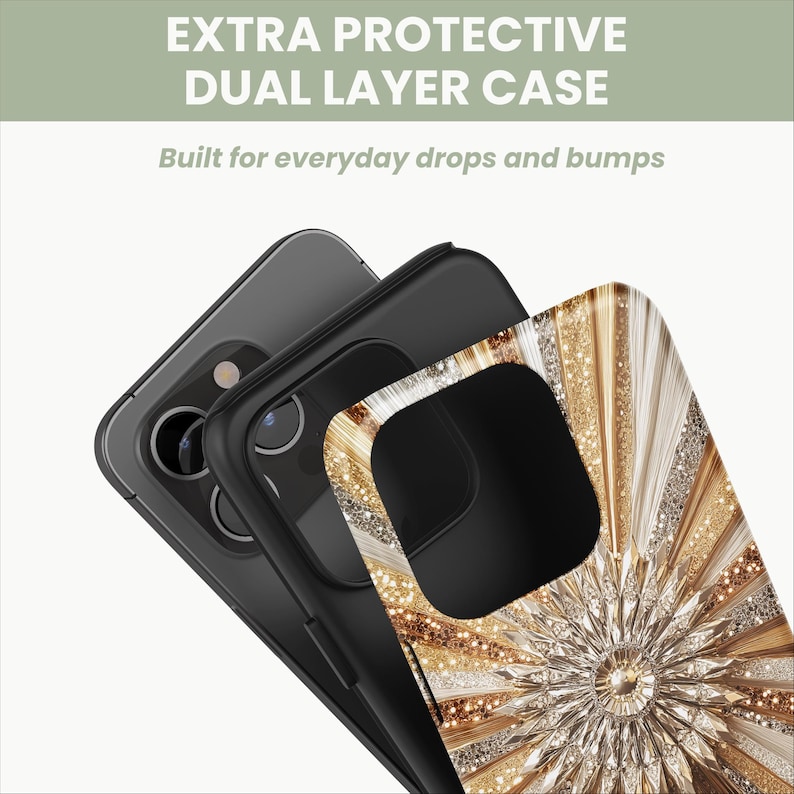 Glam Gold Sunburst Phone Case: Sparkle Crystal Design image 4