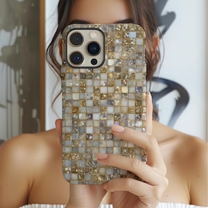 Gilded Pearl Phone Case: Iridescent Mosaic Tile Design for iPhone, Samsung Galaxy, and Google Pixel