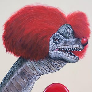 DINOSAURO Stampa Edizione Limitata, Brachiosauro, IT, Clown, Pennywise, Stephen King, Arte Giurassica, Ritratto ad Acrilico, Fine Art