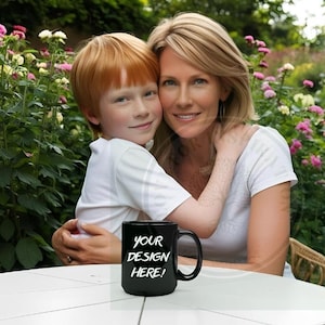 Mother&#39;s Day Mug Mockup | 11 oz. Ceramic Mug Mockup | Black Coffee Mug Photo | Digital JPEG