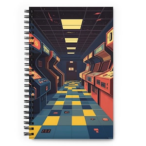 Retro Arcade Spiral Notebook – Dziennik gracza z lat 80. – Estetyka Vaporwave Artykuły szkolne lub biurowe – Prezent na artykuły piśmiennicze do gier w stylu vintage