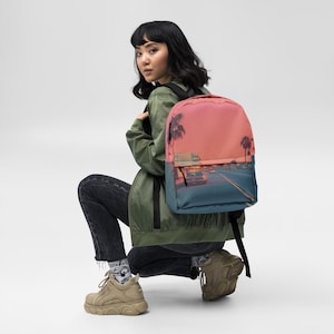 Retro Aesthetic Backpack | 80s Vaporwave Laptop Bag | Trendy Travel Backpack | School Bookbag | Unique Gift for Him or Her