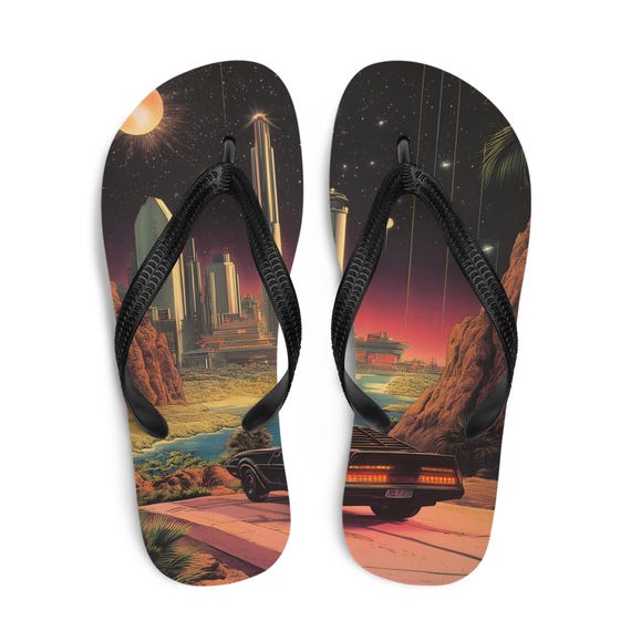 Infradito retrò Sunset Sandali con palme Vaporwave anni '80