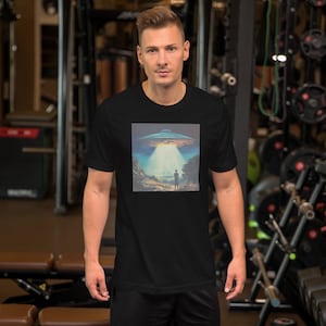 Alien Abduction Unisex T-Shirt – Retro 80s UFO Graphic Tee, Sci-Fi Vaporwave Space Shirt, Vintage Outer Space Aesthetic Alien Tee
