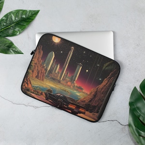 Retro Palm Tree Laptop Sleeve, 80s Vaporwave Computer Case, Aesthetic Tech Accessory, Trendy Protective Cover, Gift for Students & Creatives