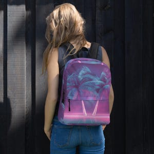 Neon Aesthetic Backpack – Vaporwave Cyberpunk Bag, Retro 80s Y2K Streetwear, Trippy Indie Travel Pack