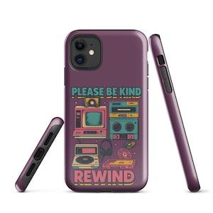 Tough iPhone® Case – Please Be Kind Rewind | Retro 80s VHS Cover | Vintage Tech Style | Funny Nerd Gift | Durable Gamer Phone Case