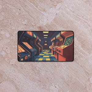 Alfombrilla de escritorio para juegos arcade retro: alfombrilla de ratón con estética vaporwave de los 80. Accesorio de escritorio gamer para oficina, PC y decoración del hogar.