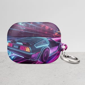 Retro Neon Car AirPods Case | 80s Synthwave Earbud Cover | Vaporwave Tech Accessory | Cyberpunk Case | Cool Gift for Gamers & Music Lovers