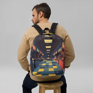 Retro Arcade Gamer Backpack – 80s Vaporwave Aesthetic School Bag – Vintage Gaming Style Bookbag – Geeky Gift for Students & Gamers