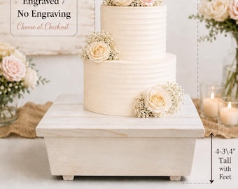 Unfinished Wood Wedding Cake Stand, 12 Inch DIY Cake Display, Optional Personalized Engraving