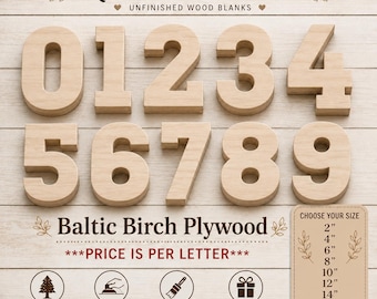 Unfinished Wood Numbers – Custom Wooden Numbers for DIY Projects - DIY Wood Crafts - Ideal for Crafting and Gifts - Name Signs