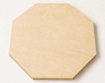 Unfinished Wood Octagon Cutout, Stop Sign and Door Sign Blank, Paintable Baltic Birch Geometric Craft Shape, 4–18 Inches