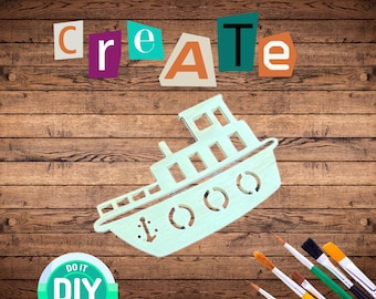 Unfinished Wood Tugboat – Nautical DIY Craft Cutout