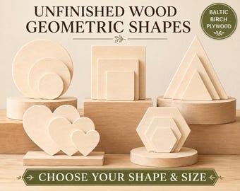 Unfinished Wooden Shapes | Baltic Birch Plywood Cutouts | Circles, Squares, Hearts, Triangles, Hexagons & Ovals | DIY Craft Blanks