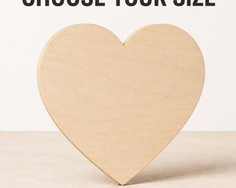 Unfinished Wood Heart Cutout, Wedding Sign Blank, Paintable Baltic Birch Heart for Valentine and Memorial Crafts, 4–18 Inches