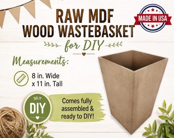 Unfinished MDF Trash Can Holder | Paint Your Own Garbage Bin Cover | Wooden Trash Can Holder Blank | DIY Home Project