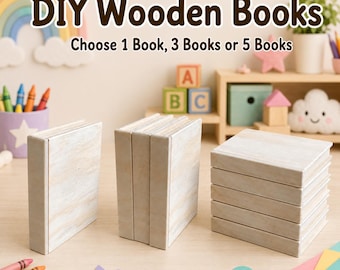 Unfinished Wooden Book Blanks, DIY Paintable Book Stack Decor, Choice of 1, 3 or 5