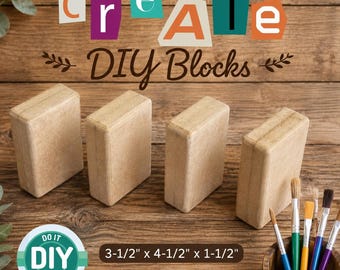 Unfinished MDF Wood Blocks for Crafting | Blank Wooden Blocks 3.5" x 4.5" x 1.5"| DIY Wood Cubes | Wood Blocks for Painting