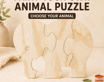 Paint Your Own Wooden Animal Puzzle, DIY Kids Craft Activity, Unfinished Baltic Birch Puzzle, Choose Your Animal
