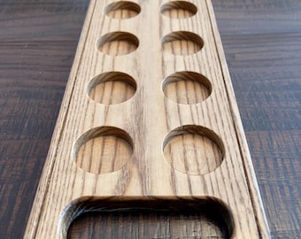 Unfinished Shot Glass Serving Tray – DIY Wooden Bar Shot Flight Holder – Paint or Stain Yourself