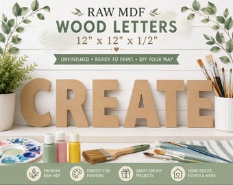 12 Inch Wall Letters | Unfinished Wooden Alphabet Letters | Large DIY Craft Letters | Blank Monogram Letters | Nursery Wall Decor