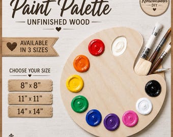 Wooden Paint Palette | Unfinished Baltic Birch Artist Palette | Acrylic & Watercolor Mixing Tray | DIY Paint Party Craft Supply | Thumb Hole