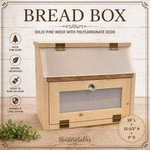 Unfinished Wooden Bread Box – DIY Paint or Stain Potato Bin – Kitchen Counter Bread Storage