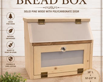 Unfinished Wooden Bread Box – DIY Paint or Stain Potato Bin – Kitchen Counter Bread Storage