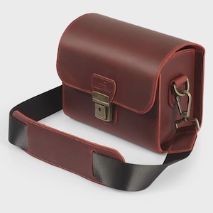 Personalized Leather Camera Messenger Bag for Mirrorless, Instant DSLR Cameras